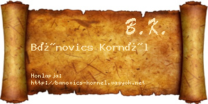 Bánovics Kornél névjegykártya